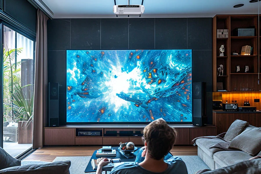projector tv in living room